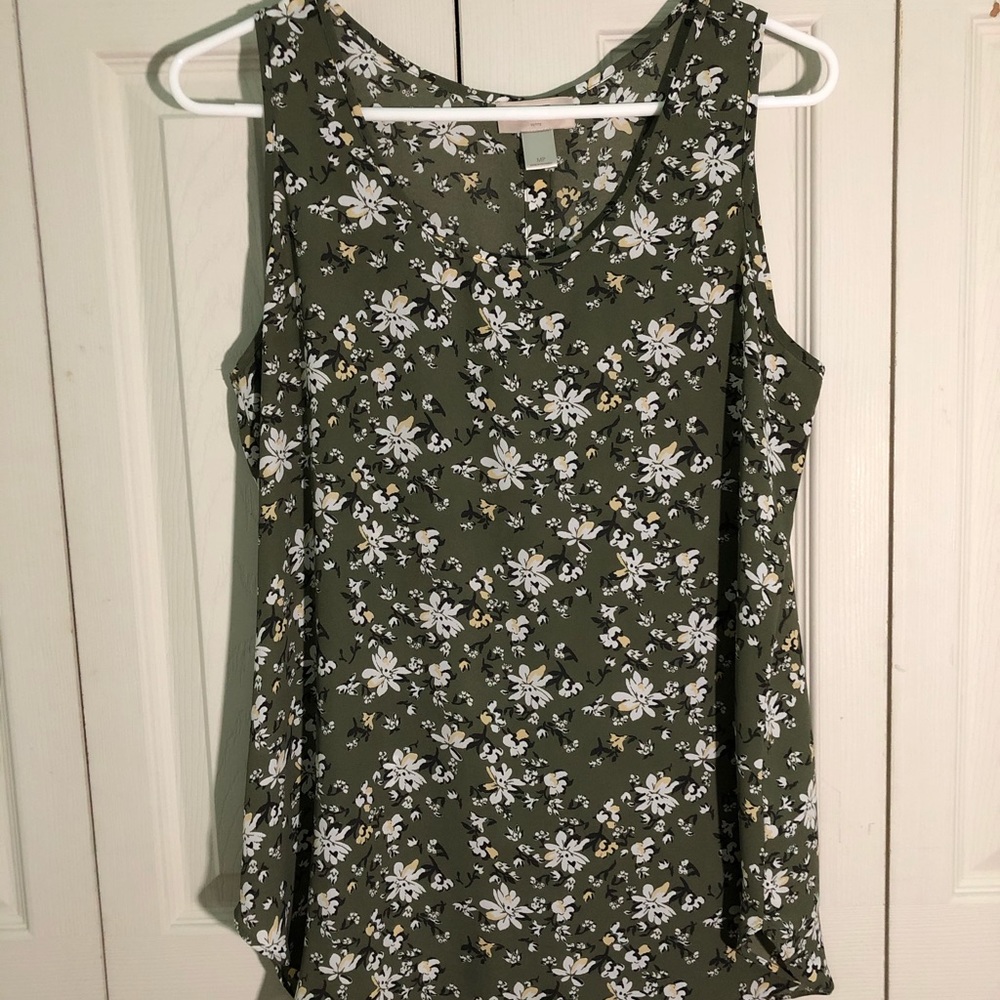 Loft green floral blouse